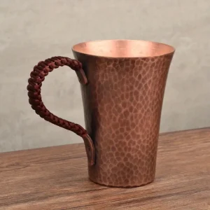 Handcrafted Hammered Moscow Mule Copper Mug with Artisan Twisted Handle
