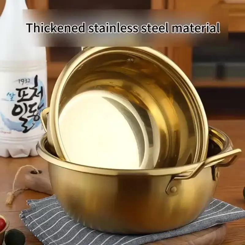 1pc 304 Stainless Steel Ramen Noodle Pot with Lid - Image 2