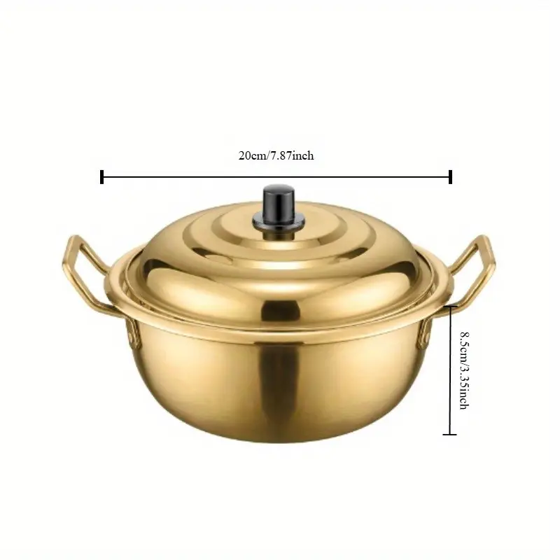 1pc 304 Stainless Steel Ramen Noodle Pot with Lid - Image 4