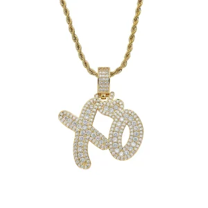 Copper XO Pendant Copper Inlaid Zircon Necklace