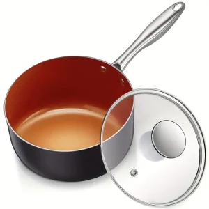 Saucepan Set With Lid, Nonstick Copper Sauce Pan Set With Lid
