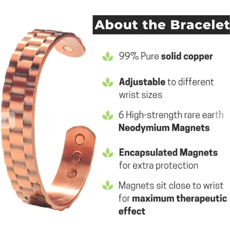 Men's Copper Magnetic Therapy Bracelet Pure Copper For Joint Pain - Image 3