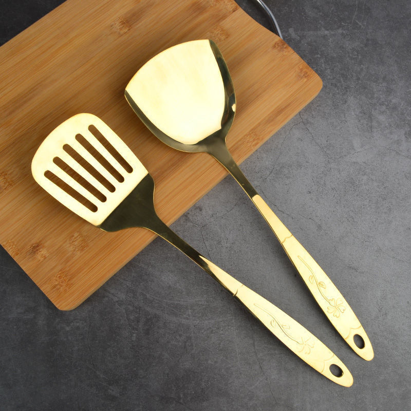 Copper Spoon Kitchen Utensils Set Copper Spatula Copper Soup Spoon Copper Colander Copper Frying Spatula Full Set - Image 5