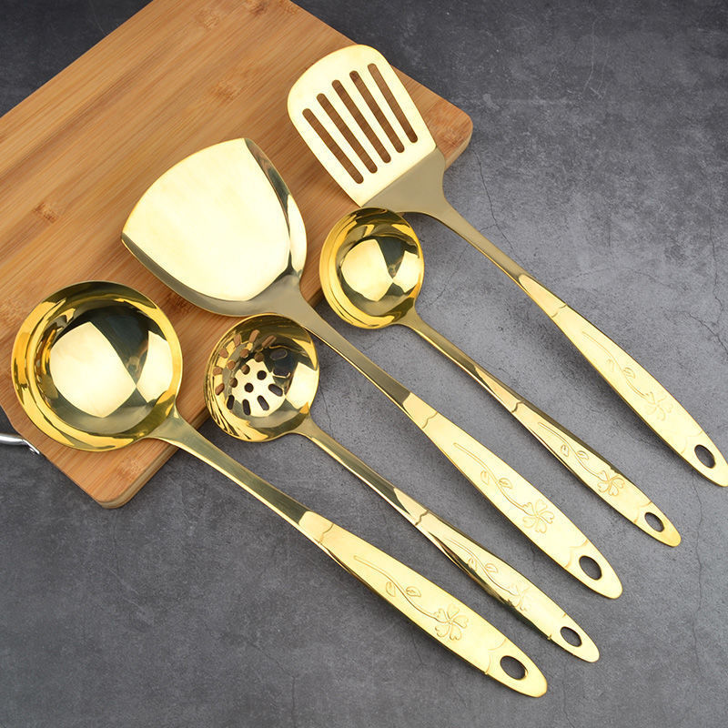 Copper Spoon Kitchen Utensils Set Copper Spatula Copper Soup Spoon Copper Colander Copper Frying Spatula Full Set - Image 3