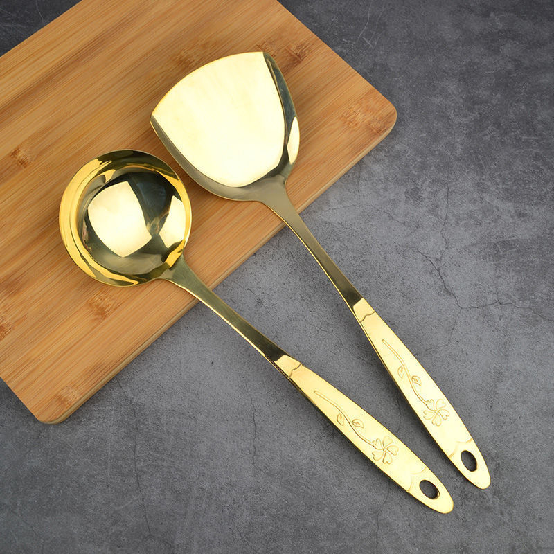 Copper Spoon Kitchen Utensils Set Copper Spatula Copper Soup Spoon Copper Colander Copper Frying Spatula Full Set - Image 2