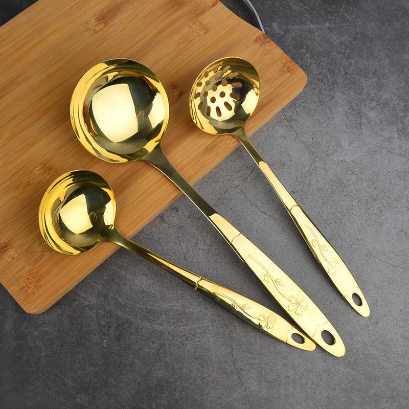 Copper Spoon Kitchen Utensils Set Copper Spatula Copper Soup Spoon Copper Colander Copper Frying Spatula Full Set - Image 6