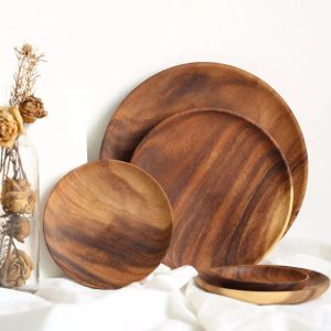 Solid Wood Round Dishes