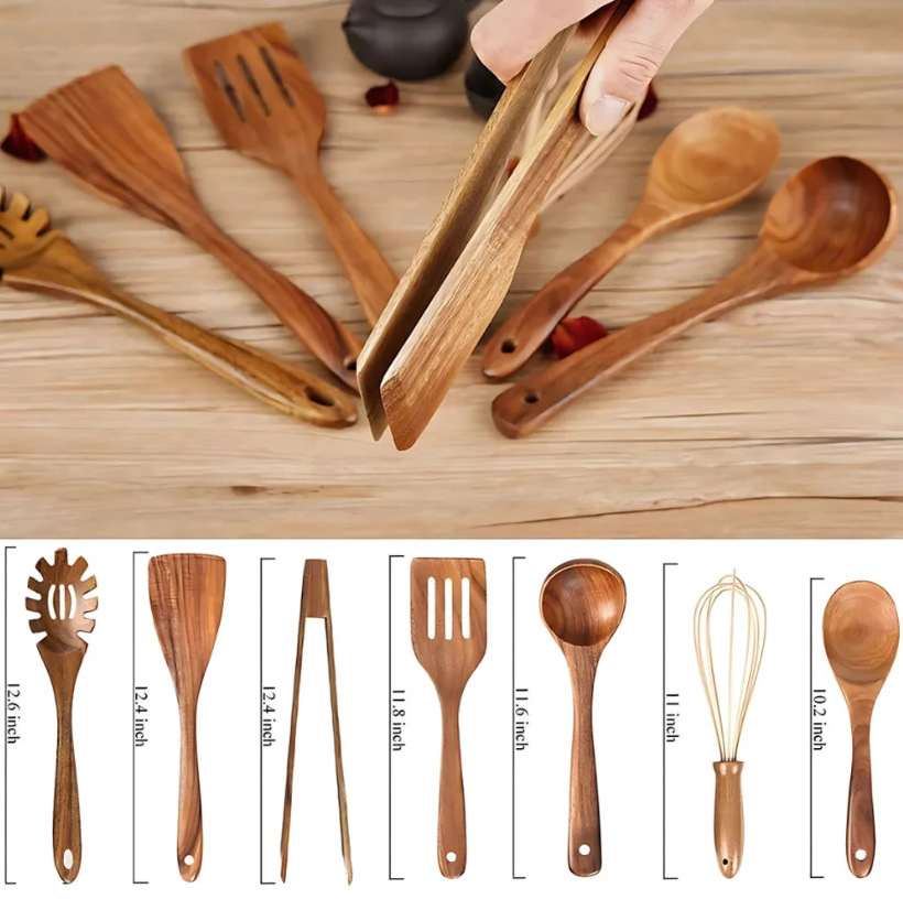 Premium Wooden Cooking Utensils 7 Sets - Image 2