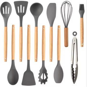 Non-Stick Silicon 12 Pcs Heat Resistant Wooden set