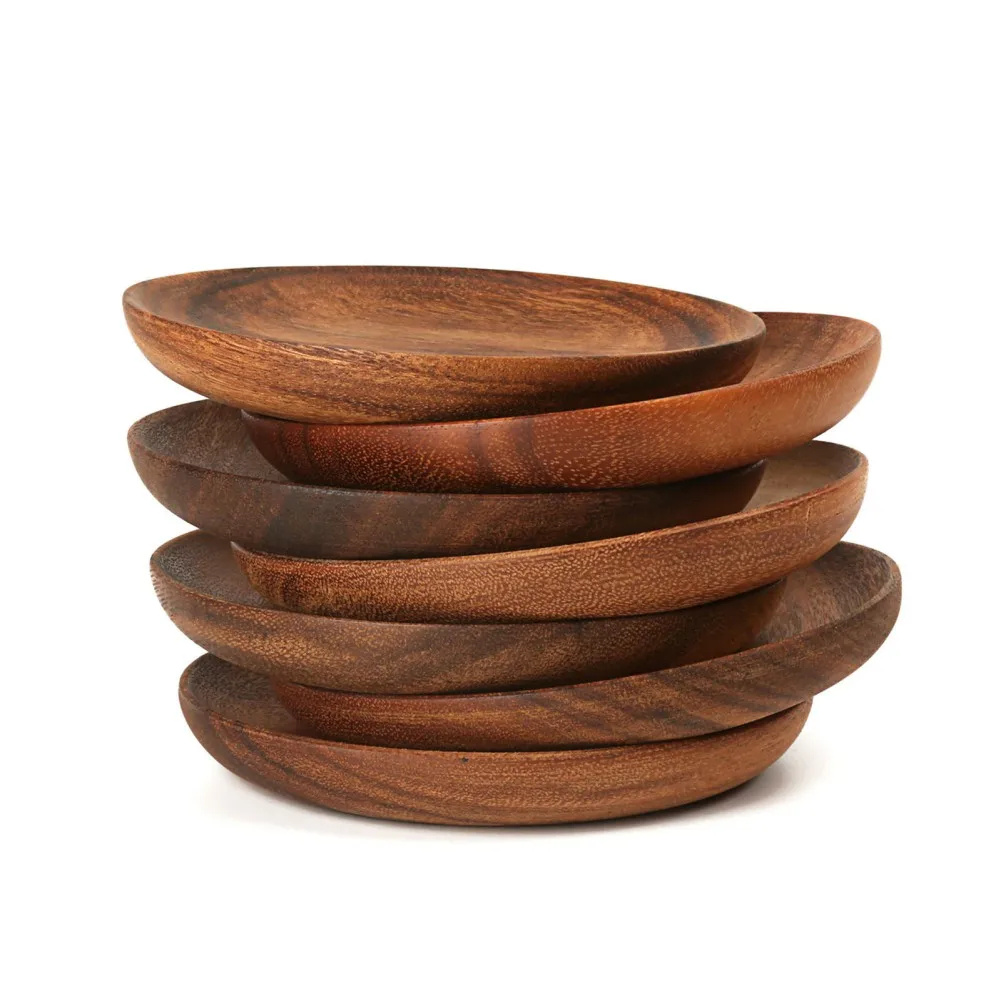 Solid Wood Round Dishes - Image 4