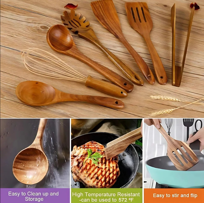 Premium Wooden Cooking Utensils 7 Sets - Image 4