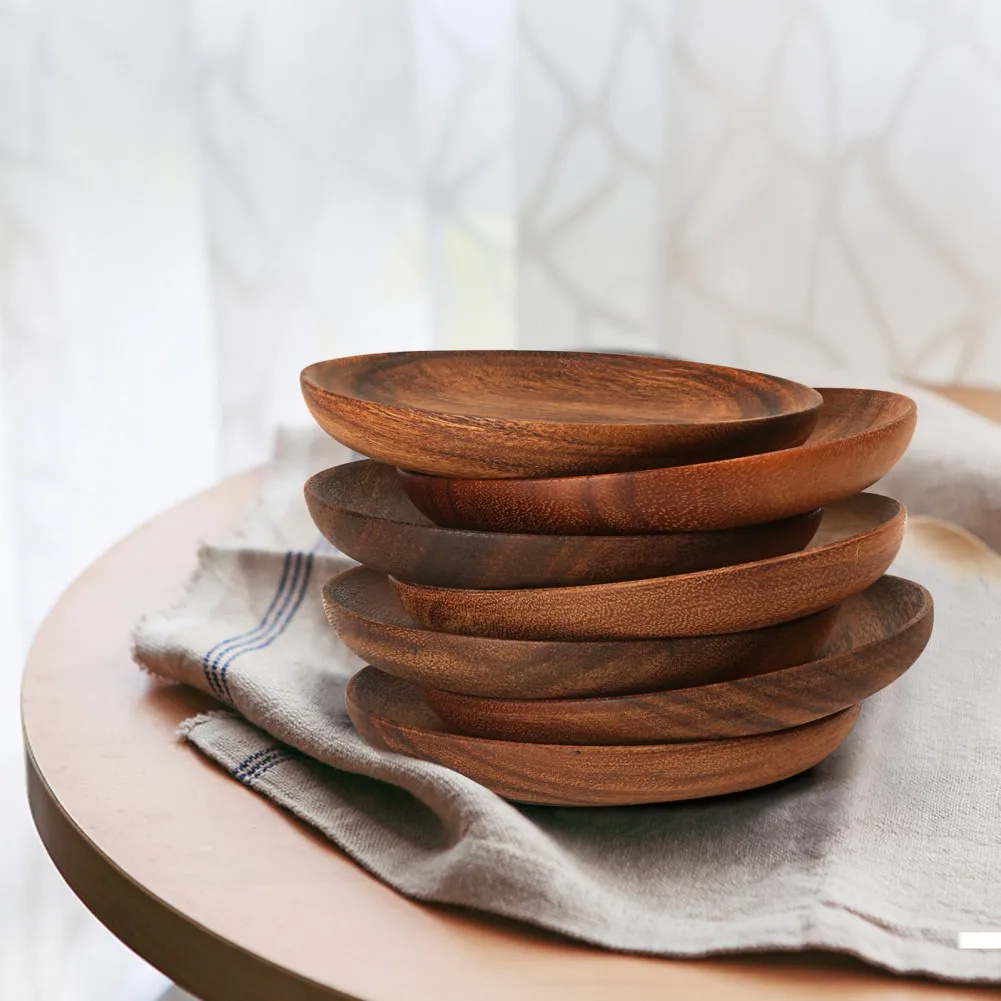 Solid Wood Round Dishes - Image 3