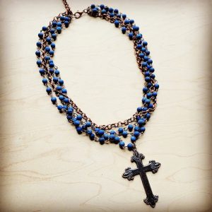 Blue-Lapis-Collar-Length-with-Copper-Cross