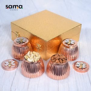 Copper-Dry-Fruit-Pot-Gifting-Box-Set-of-4-and-2