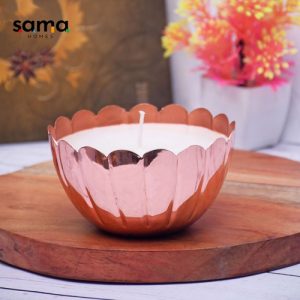 Copper-Finish-Votive-with-Lotus-Rope-Design-Soy-Wax-Candle