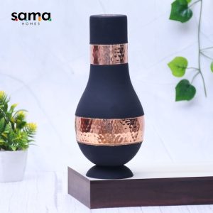 Pure-Copper-Silk-Black-Modern-Surahi-with-Inbuilt-Glass-Capacity