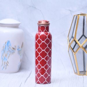 Red-Floral-Printed-Pure-Copper-Water-Bottle-Leak-Proof-Capacity