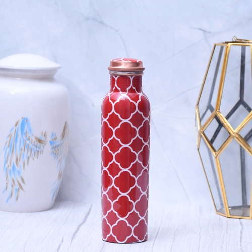 Red-Floral-Printed-Pure-Copper-Water-Bottle-Leak-Proof-Capacity