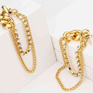 Rhinestone-Copper-Chain-Earrings