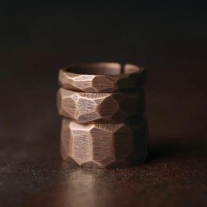 Vintage Handcarved Solid Copper Ring Collection