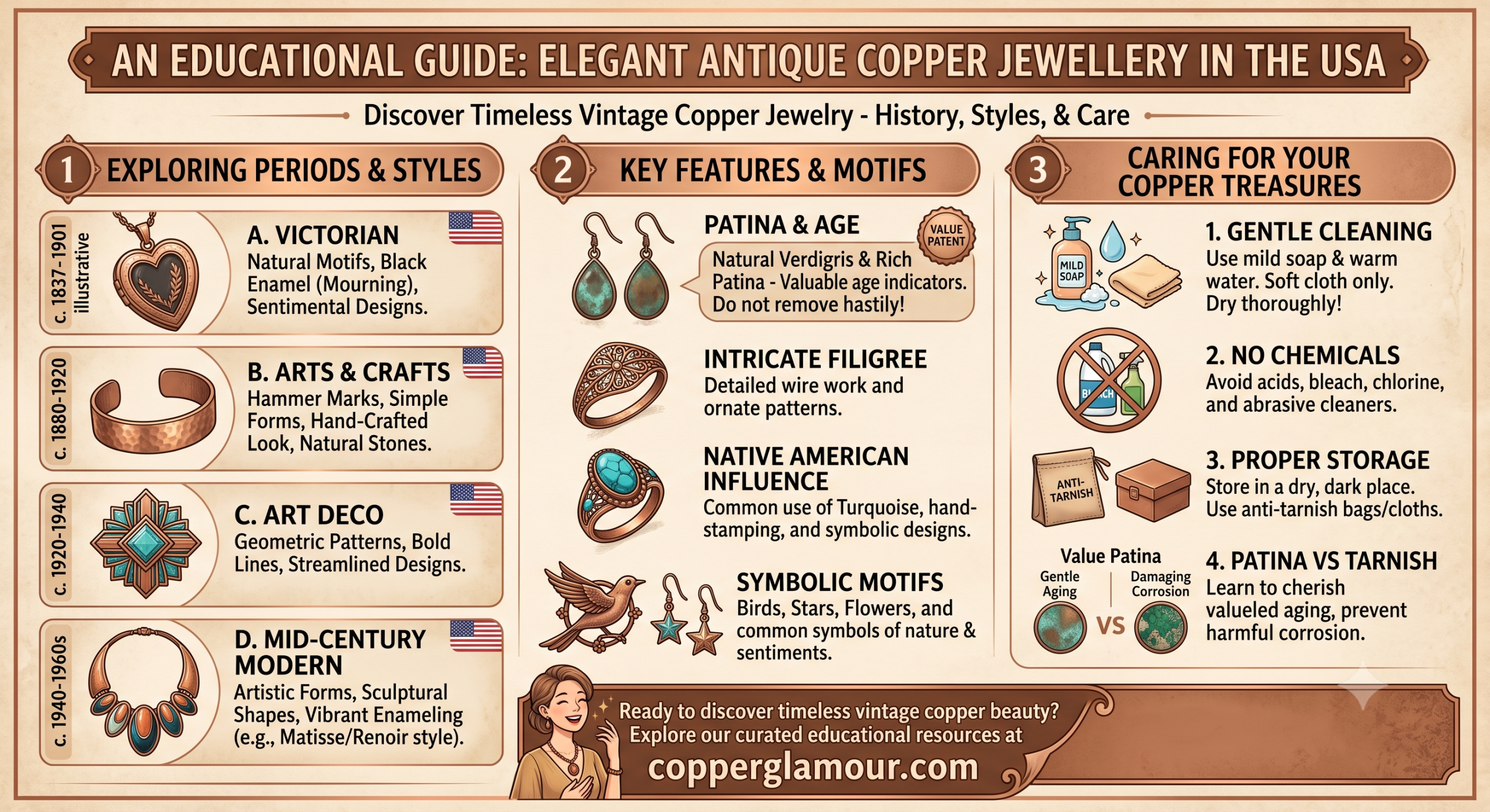antique copper jewelry